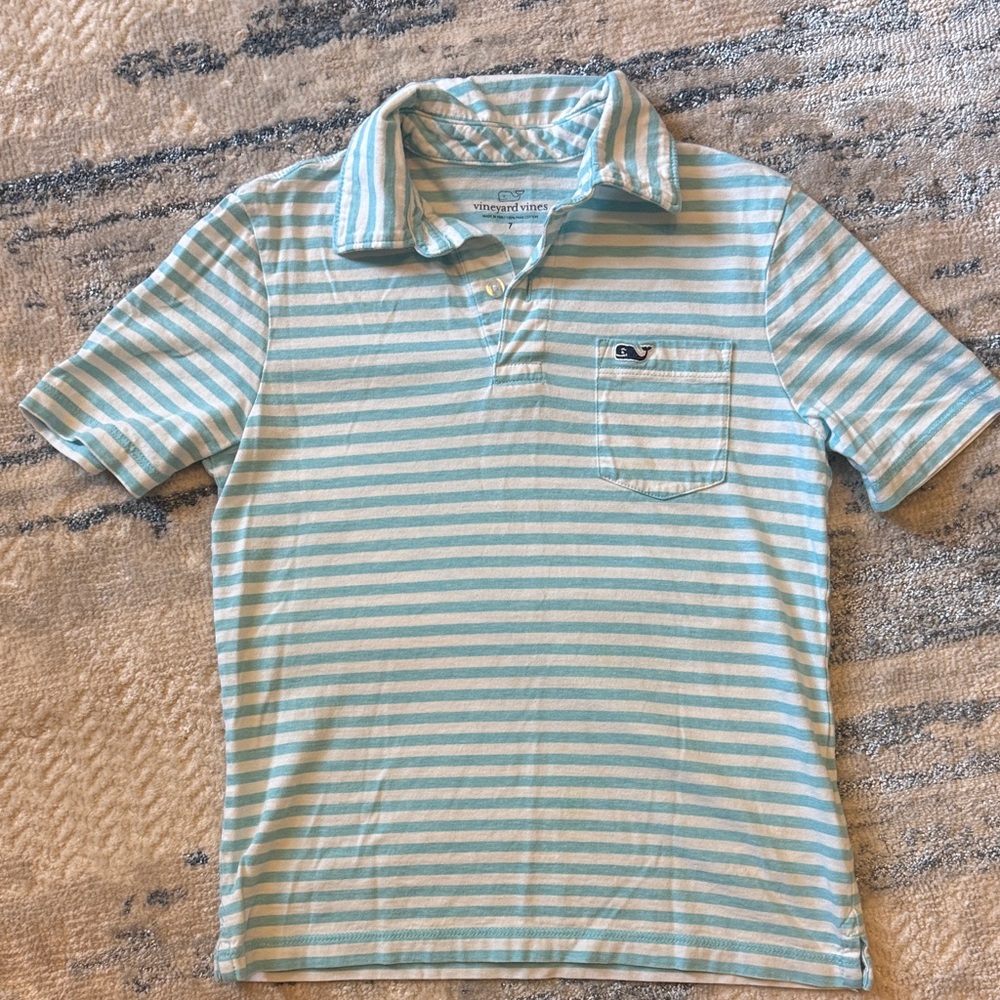 Striped Blue and White Boys Polo Shirt